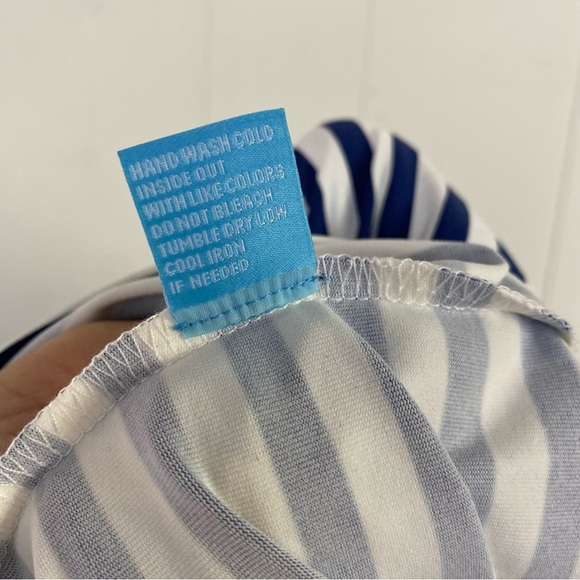 J MCLAUGHLIN Cap Sleeve Elora Dress Size XL White Navy  Blue Catalina Cloth - Picture 14 of 15